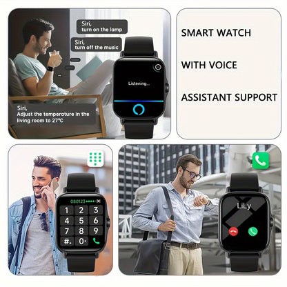 New Multi-functional Smartwatch, 1.83-inch Full Touch Screen, Built-in Microphone And Speaker HD Call, Music Playback, Multi-sport Mode Sports Watch, Step Counting Sleep Monitoring, Suitable for iPhone/Android Phones, Suitabl Beauty World Shop