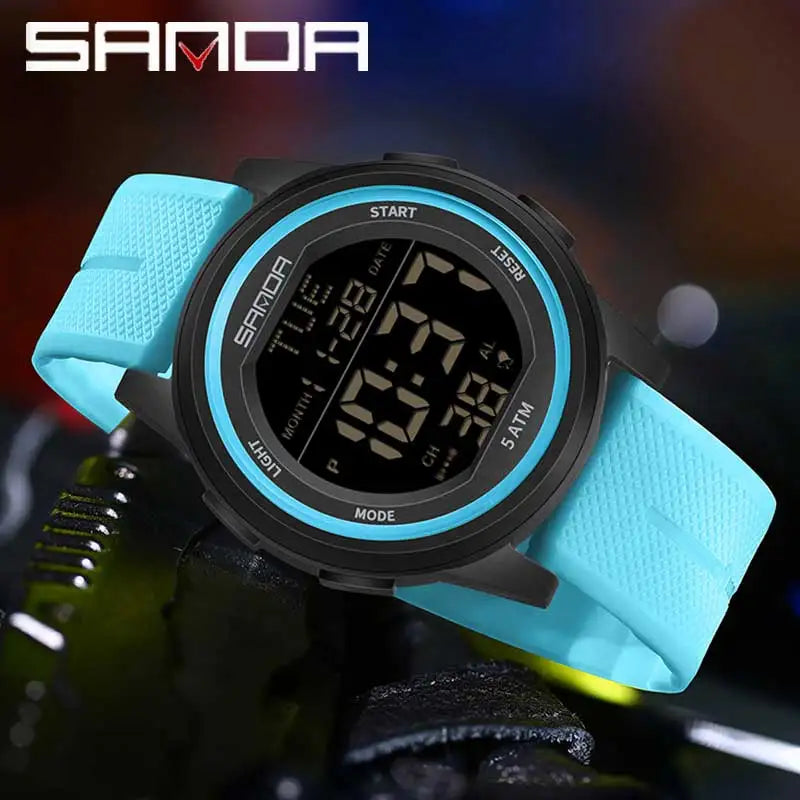 Outdoor Sport LED Luminous Electronic Youth Watch Fashion Casual Multi Functional Waterproof Electronic Digital Men Watch