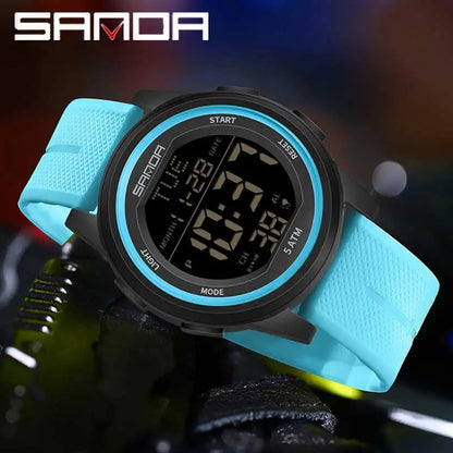 Outdoor Sport LED Luminous Electronic Youth Watch Fashion Casual Multi Functional Waterproof Electronic Digital Men Watch