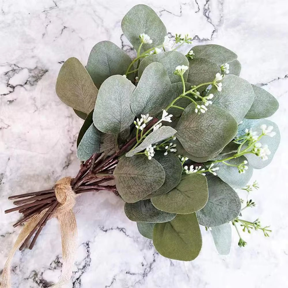 Artificial Eucalyptu Leaves Stems Eucalipto Branche Carrying Fruit Christmas Floral Bouquets Wedding Holiday Greenery Home Decor