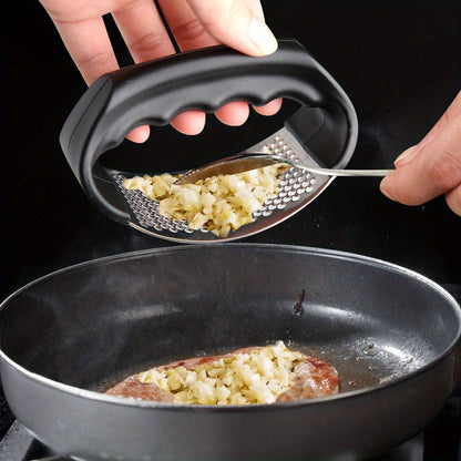 1pc Garlic Crusher Manual Ring Black Vegetable Cutter Kitchen Vegetable And Fruit Gadgets Masher Stainless Steel Garlic Press Chopping Accessories for restaurants/supermarkets Beauty Fashion