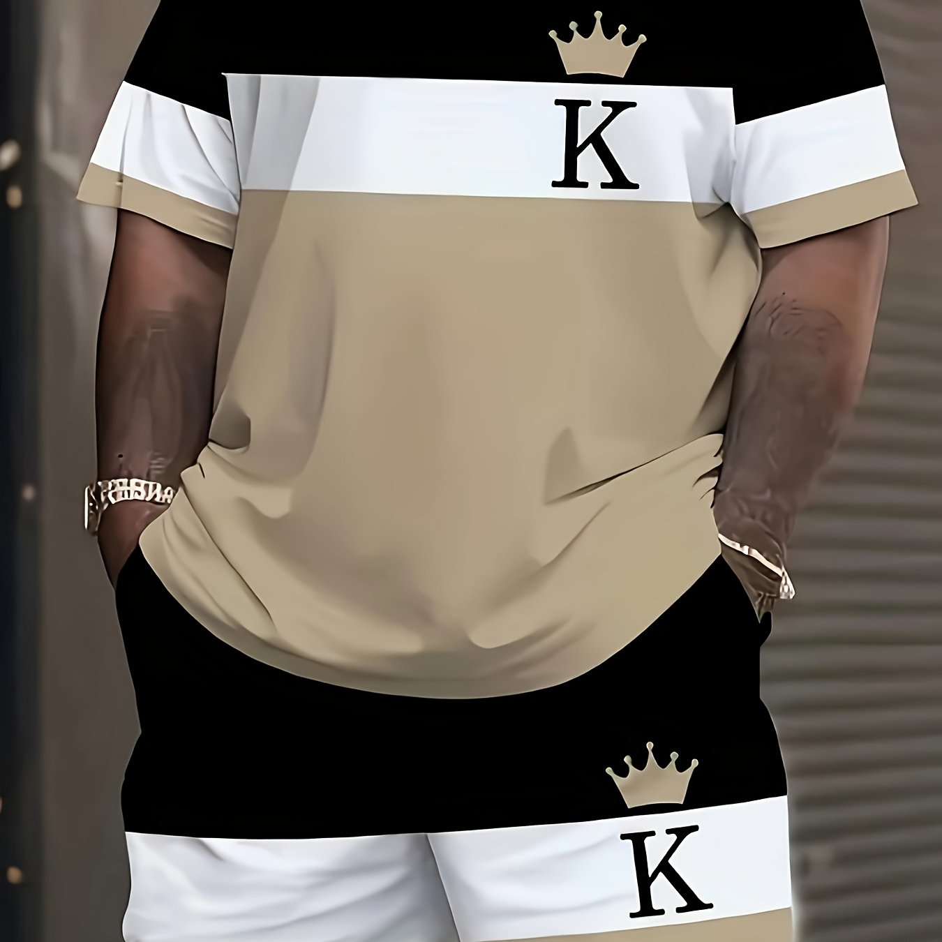 [Plus Size 3D Print Sport Set] Men's Plus Size 3D Digital Print Casual Sport T-Shirt and Shorts Set | Sweat-Resistant, All-Season, Regular Fit, Crew Neck, Slight Stretch Fabric | Suitable for Daily Wear, Outings, Sports, Camp