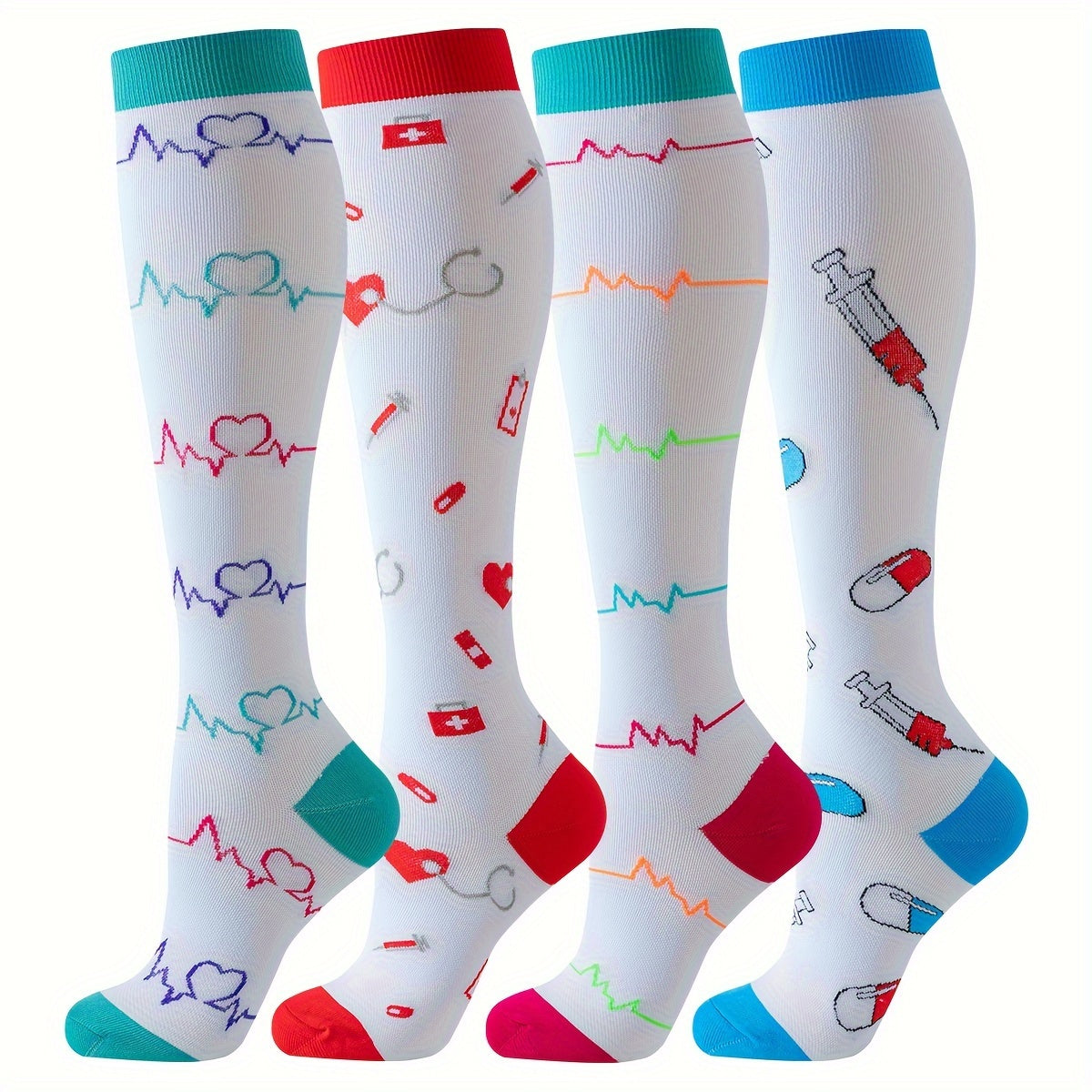 4 pairs sport compression socks