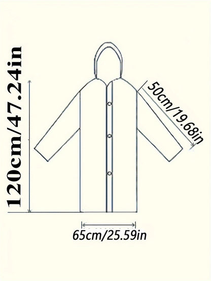 Gray EVA Raincoat - Windproof, Waterproof, Full-Body Thickened Jacket for Travel, Cycling, Hiking - Portable, Elastic Cuffs, Buttoned Closure Beauty Fashion