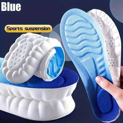 FORICOM 1pair 4D Sport Insoles High-elasticity Shoe, Sole Soft Breathable Shock Absorption Cushion Running Insole