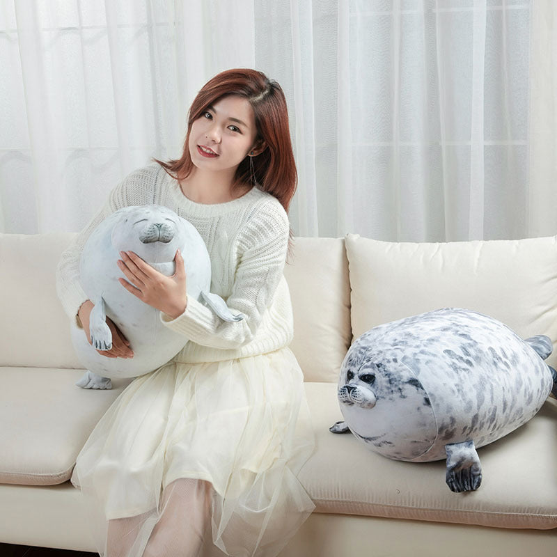 Angry Blob Seal Pillow Chubby 3D Novelty Sea Lion Doll Plush Stuffed Toy Baby Sleeping Throw Pillow Gifts for Kids Girls Beauty World Shop