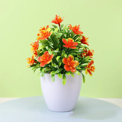 1Pc Artificial Potted Plant Small Bonsai Flowers Pot Simulated Tree Ornaments Wedding Home Hotel Office Decoration Indooroutdoor
