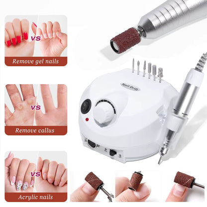 35000RPM Electric Nail Drill Machine Cutter Set Nail Gel Polisher Nail Tools Salon Equipment Strong Polishing Tool Nail File Kit