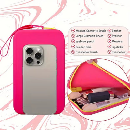 Square Silicone Storage Bag, Portable Travel Cosmetics and Toiletries Bag, Multifunctional Waterproof Cosmetic Bag with Zipper