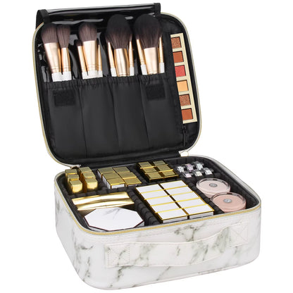 PU Makeup Bag Marble Pattern Portable Large Capacity Makeup Storage Bag Multi Functional Travel Makeup Toolbox