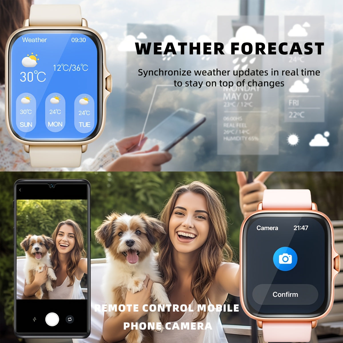1.83'' Full Touch Screen Smart Watch |, Message Alerts, Call Answering, Sports Pedometer, Health Monitoring, Compatible with iPhone/Android, Alloy Body, Silicone Strap, DESERTCAT - Ideal Gift for and Birthdays Beauty Fashion