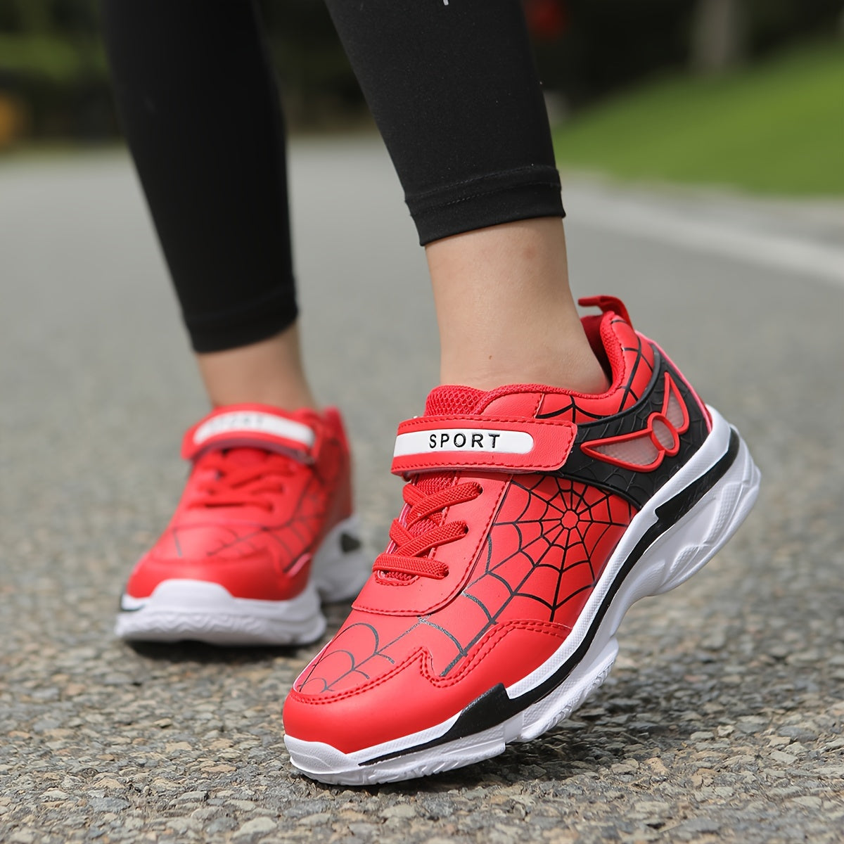 Kids Fashion Sneakers Breathable Lightweight Sport Casual Shoes with Cartoon Spider Web Design, Closure, Low Top PU and Fabric for Boys and Girls – Versatile All-Season Footwear for Outdoor Activities Beauty World Shop