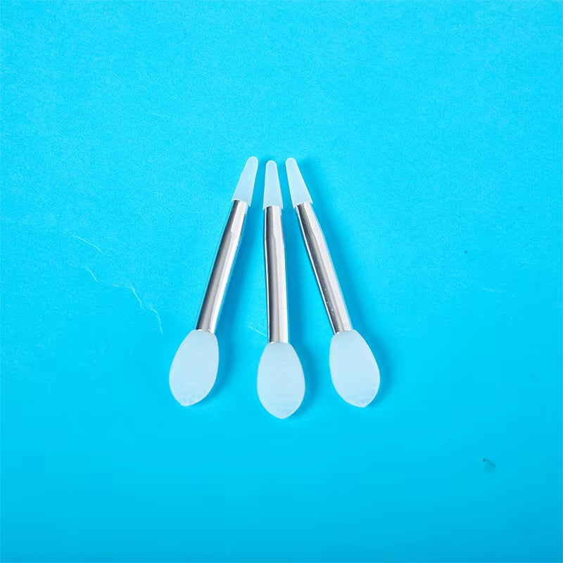 3 Pieces of Soft Silicone Double Head Lip Mask Brush with Sucker Dust Cover Makeup Brushes with Storage Box