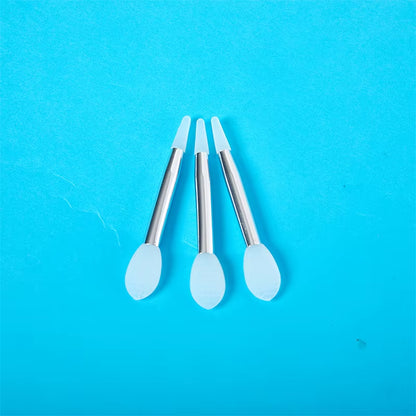 3 Pieces of Soft Silicone Double Head Lip Mask Brush with Sucker Dust Cover Makeup Brushes with Storage Box