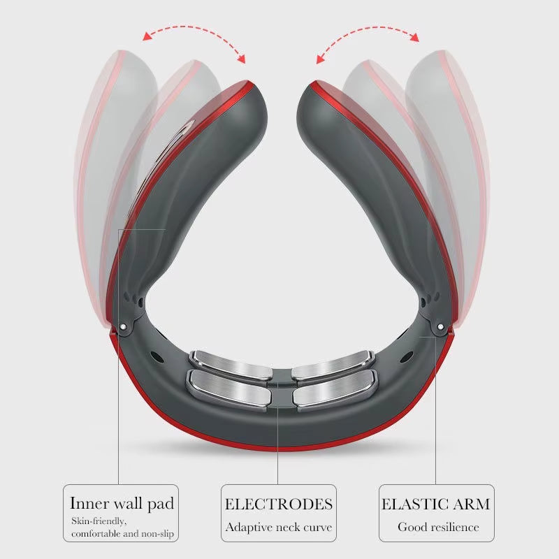 Lectric Neck Shoulder Pulse Massager Kneading 4 Head TENS Magnetic Pulse Heating Cervical Vertebra Relax Pain Relief Massage