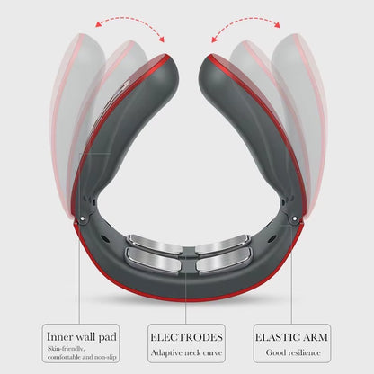 Lectric Neck Shoulder Pulse Massager Kneading 4 Head TENS Magnetic Pulse Heating Cervical Vertebra Relax Pain Relief Massage
