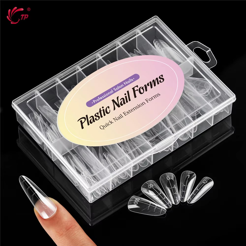 TP New Nail Dual Form Acrylic False Nail Tips Quick Building Gel Mold Reusable Nail Extension Top Forms for Poly Nail Gel 140Pcs