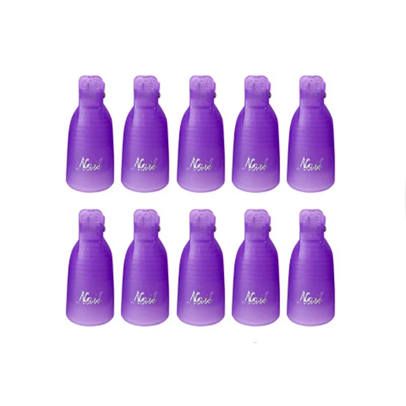 10 Pcs/Bag Colorfulful Acrylic Manicure Art Dipped Cap Clip Nail Cleaning Manicure Uv Gel Nail Polish Dipped Wrapping Tool Finger