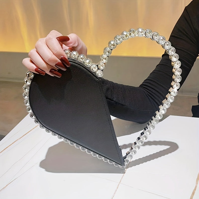 Mini Heart Shape Women's Elegant Evening Bag, Trendy Clutch Purse for Party Prom and Wedding Beauty Fashion