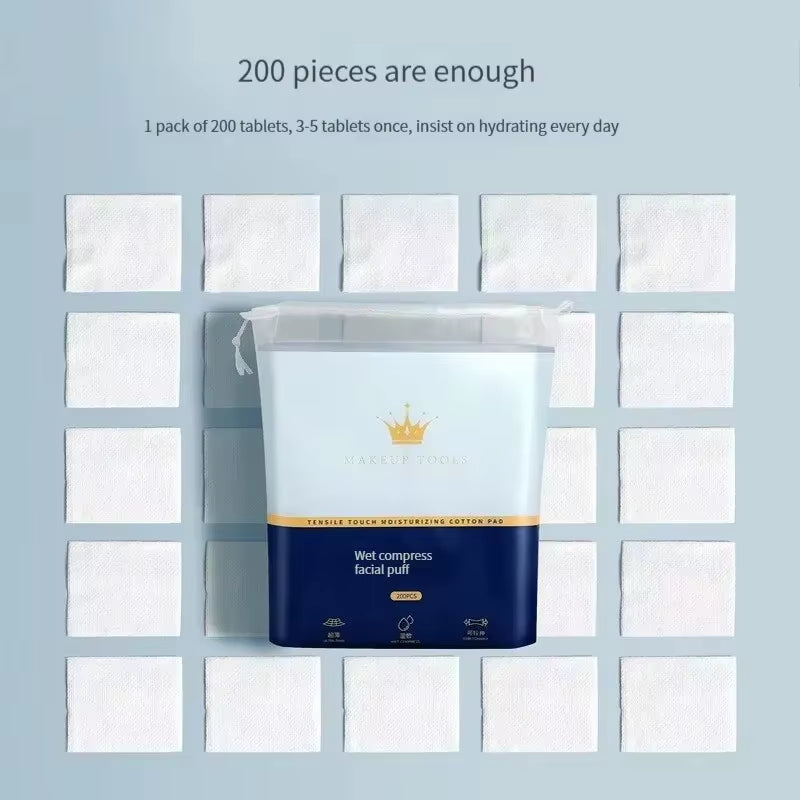 200Pcs of Disposable Pre-Makeup Moist Cotton Pads, Portable Makeup Removal Cotton Pads, Breathable Mask Paper