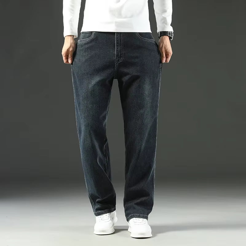 2025 New Spring and Autumn Men'S Jeans, Loose, Comfortable, Straight, Business Casual, Versatile Wide-Leg Business Trousers