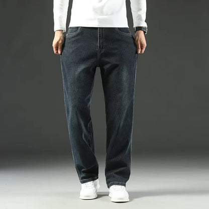 2025 New Spring and Autumn Men'S Jeans, Loose, Comfortable, Straight, Business Casual, Versatile Wide-Leg Business Trousers