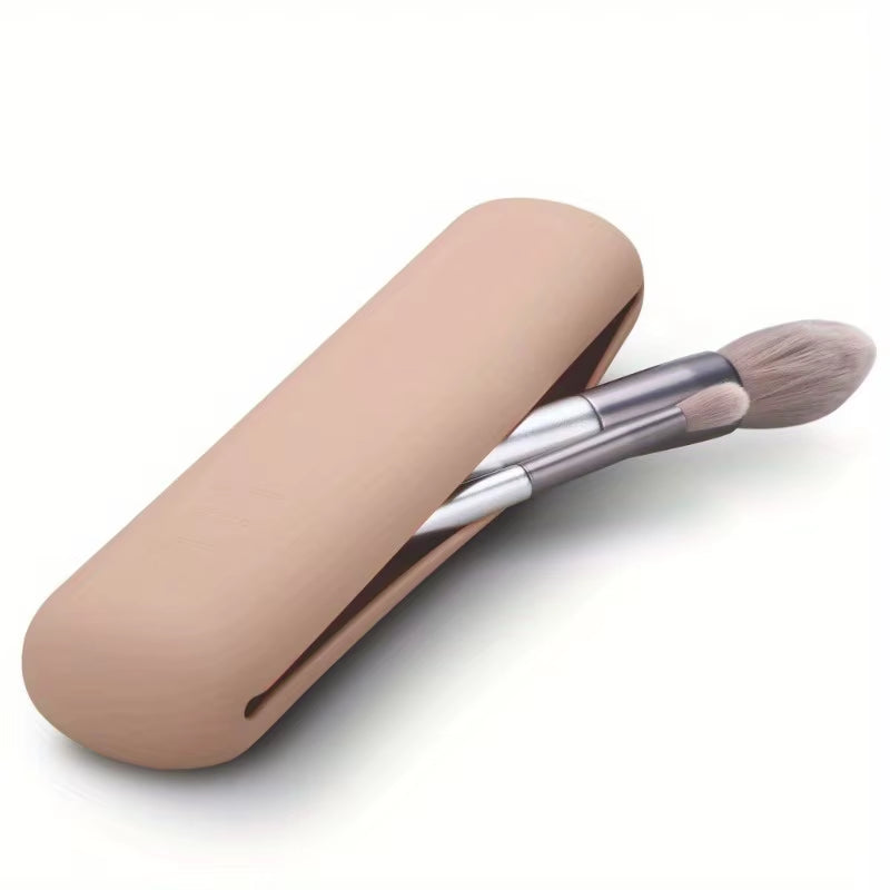Travel Makeup Brush Holder,Silicon Trendy and Portable Cosmetic Face Brushes Holder,Soft and Sleek Makeup Tools Organizer