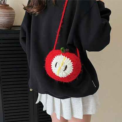 Christmas Tree Crochet Shoulder Bag Textured Casual Crossbody Bags for Kids Women Handmade Knitted Purse Holiday Gift Cute Bag