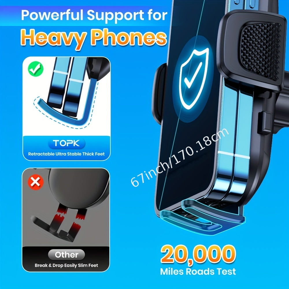D38-C Car Phone Holder Mount by TOPK, Enhanced Adjustable Cell Phone Holder for Car Dashboard, Works with All Phones in Both Horizontal And Vertical Positions Beauty Fashion