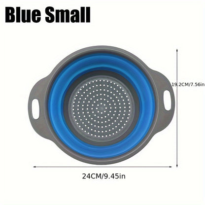 1/2 Set of Round Kitchen Draining Baskets, Foldable Funnel - Includes One Large And One Small, Perfect for Draining Pasta, Vegetables, And Fruits (Green, Red, Blue) Beauty Fashion