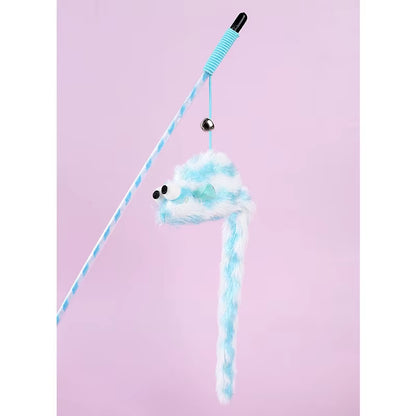 Cat Toys Funny Cat Stick Bouncy Rod Bell Bait Cat Toy Plush Longtail Mouse Stripe Funny Cat Stick Pet Supplies Cat Accessories