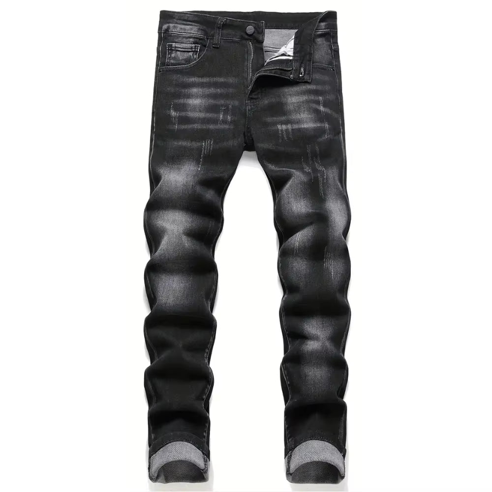 Men'S Stretchy Denim Jeans for Men Simple Slim Casual Straight Fashion Classic Pants Cargo Denim Jeans Solid Streetwear Trousers