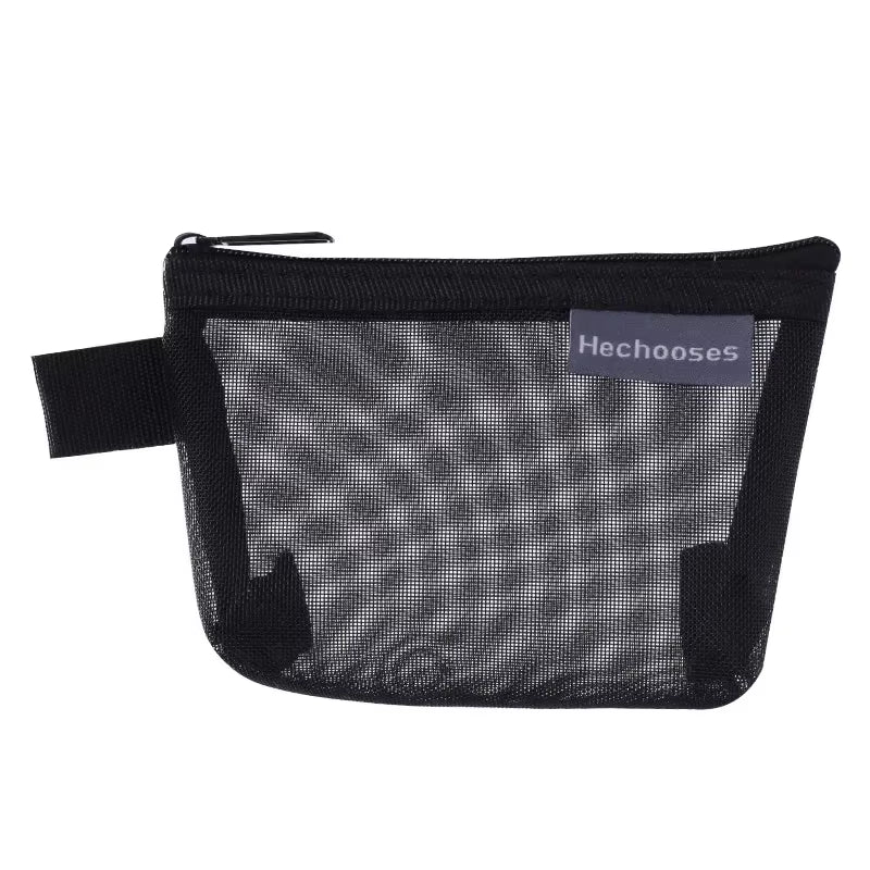 Mini Clear Nylon Mesh Cosmetic Bags Cute Women Small Lipstick Makeup Bags Pouch Data Line Key Earphone Organizer Case