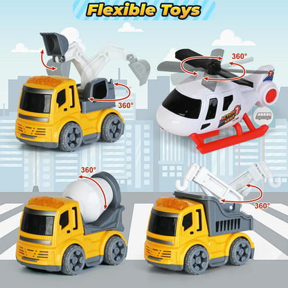 Toddlers Truck Toys,Boy Toys Gifts for 1 2 3 Years Old,5 in 1 Construction Transport Truck with Lights & Sounds,Ideal Birthday for Baby Toddler 12-18M+