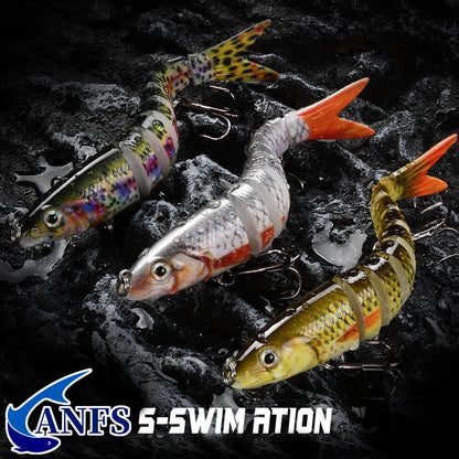 ANFS Multi-Jointed Swimbait Crankbait - Slow-Sinking Bionic Fishing Lure with Multi-Section Joints, ABS Body & Treble Hooks, Freshwater/Saltwater Compatible for Trout, Bass, Pike, Walleye - Realistic Artificial Baits (Multi-C Beauty Fashion