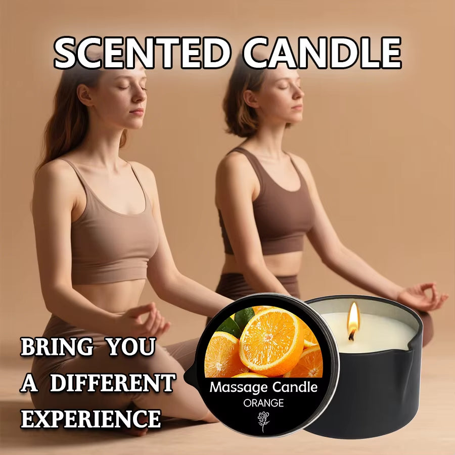 Massage Candle - Essential Oil- Orange, 2Oz/56.7G Melts into Warm Massage Oil - Massage Oil Candle, Pour Spout