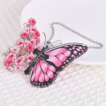3pcs/set Flower Butterfly Jesus Cross Hanging Ornament, 2D Car Rearview Mirror Hanging Accessories, Keychain And Bag Pendants, Holiday Gift Beauty Fashion