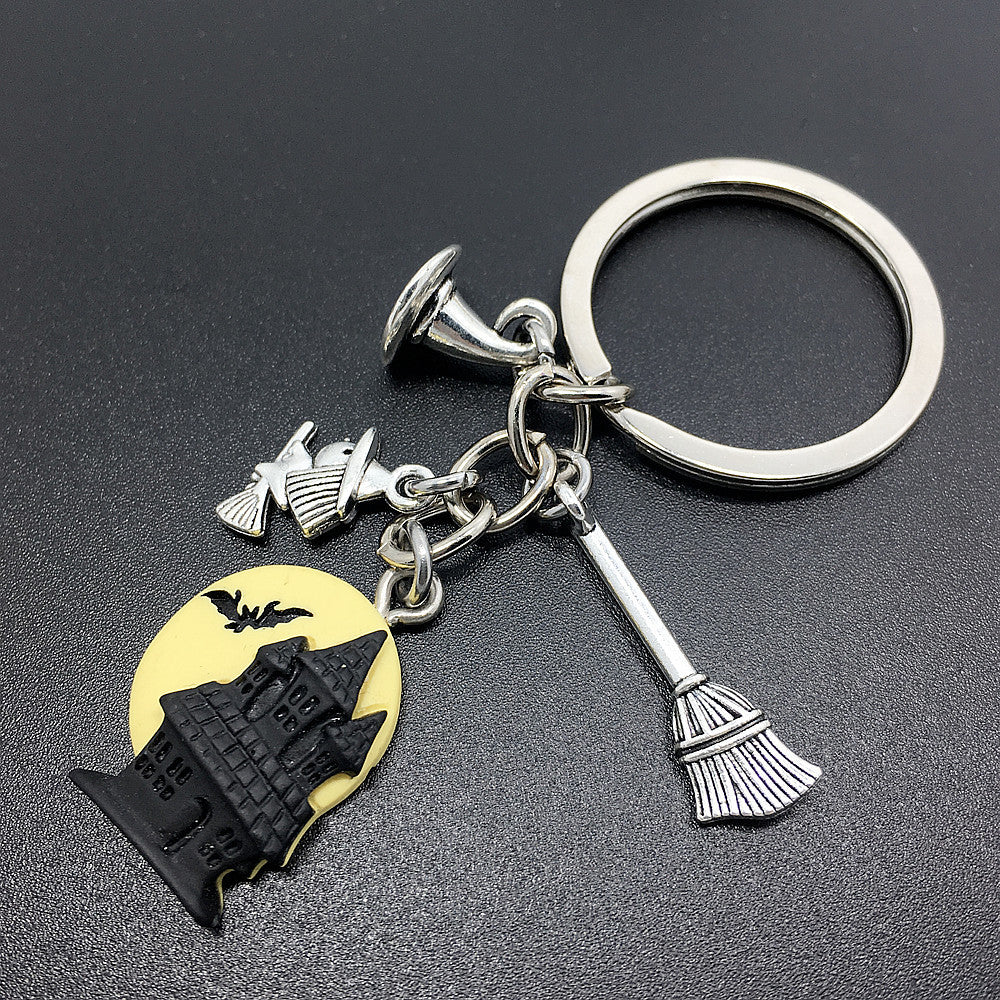 Witch In Broomstick Keychain Halloween Gift Magic Broom Keychain Witch Key Ring Bag Pendant Accessories Beauty Fashion