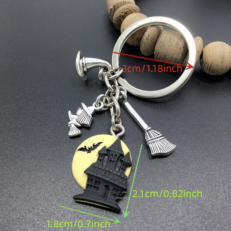 Witch In Broomstick Keychain Halloween Gift Magic Broom Keychain Witch Key Ring Bag Pendant Accessories Beauty Fashion