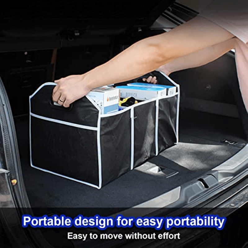 1pc Universal Car Trunk Organizer, Portable Foldable Auto Storage Bag with 3 Compartments, for SUV, Truck, Van, Sedan Beauty Fashion