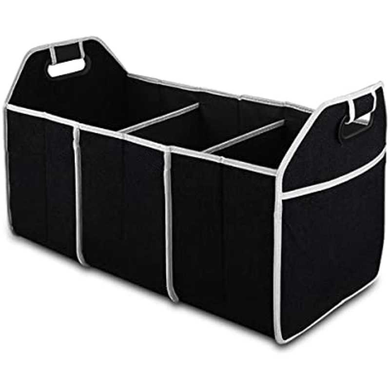 1pc Universal Car Trunk Organizer, Portable Foldable Auto Storage Bag with 3 Compartments, for SUV, Truck, Van, Sedan Beauty Fashion