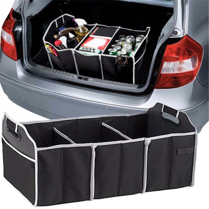 1pc Universal Car Trunk Organizer, Portable Foldable Auto Storage Bag with 3 Compartments, for SUV, Truck, Van, Sedan Beauty Fashion