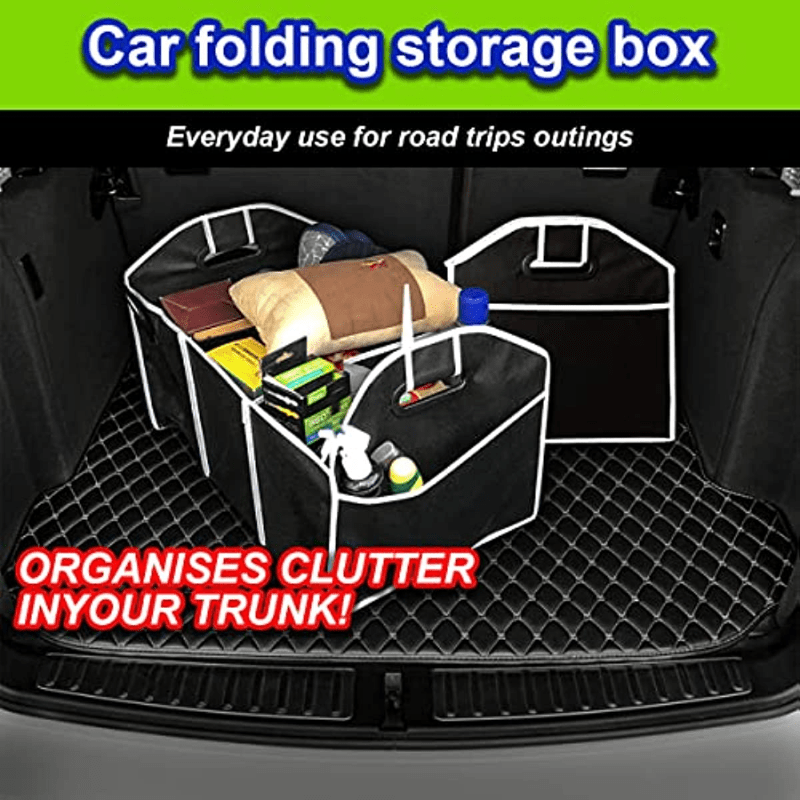 1pc Universal Car Trunk Organizer, Portable Foldable Auto Storage Bag with 3 Compartments, for SUV, Truck, Van, Sedan Beauty Fashion