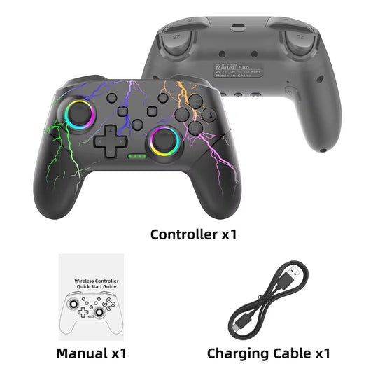 Wireless Controller for Switch OLED Console Pro Gamepad with Rechargeable Battery Programmable Turbo Function RGB Light