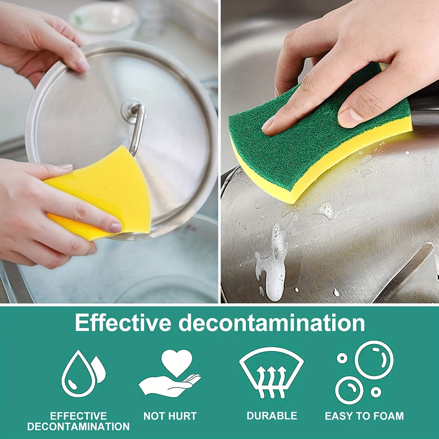 8/16/32pcs, Multifunctional Cleaning Sponge, Double-Sided Scouring Pad For Household Cleaning, Dishwashing Sponge, Premium Kitchen Sponge, Durable Non-scratch Sponge Wipe, Super Absorbent, Cleaning Supplies, Cleaning Tool Beauty Fashion