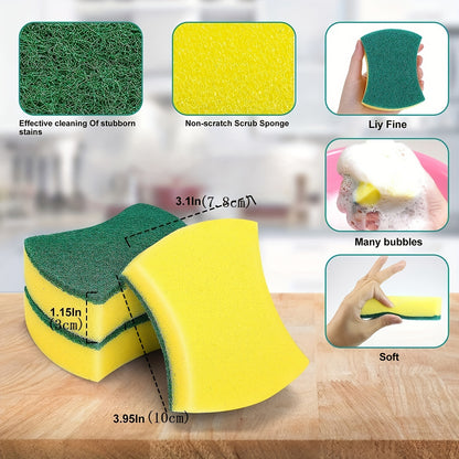 8/16/32pcs, Multifunctional Cleaning Sponge, Double-Sided Scouring Pad For Household Cleaning, Dishwashing Sponge, Premium Kitchen Sponge, Durable Non-scratch Sponge Wipe, Super Absorbent, Cleaning Supplies, Cleaning Tool Beauty Fashion