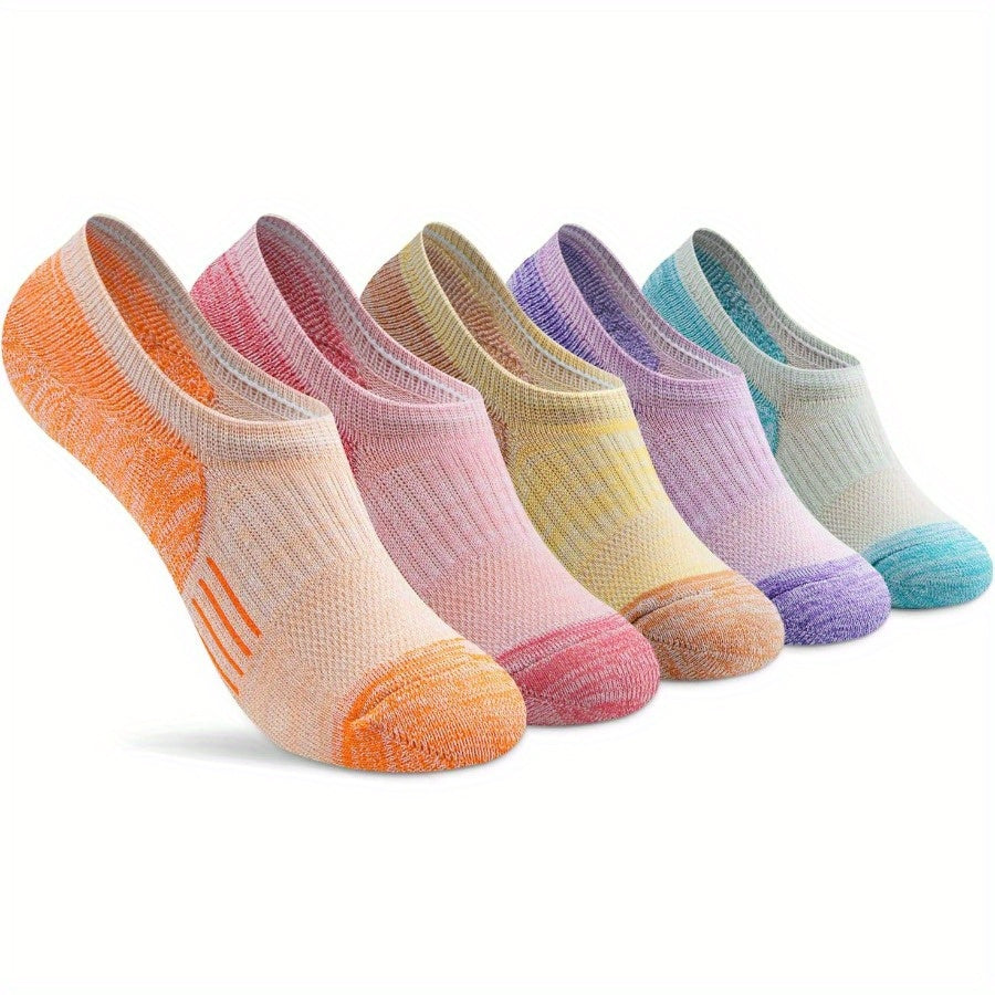 5/8 Pairs Women's No Show Socks, Non-Slip Athletic Ankle Socks For Running & Outdoor Activities, Breathable Sport Footwear Beauty World Shop