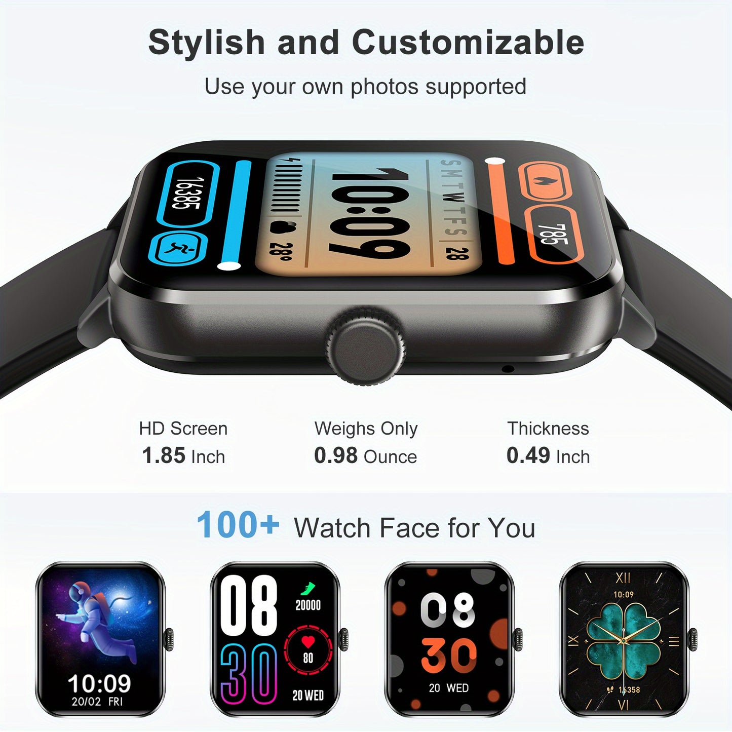 Smart Watch (Answer/Make Call), 1.85" Smart Watches for Men Women Waterproof, 100+ Sport Modes, Fitness Activity Tracker, Health Sleep Monitor, Pedometer, Smartwatch for Android iOS Beauty World Shop