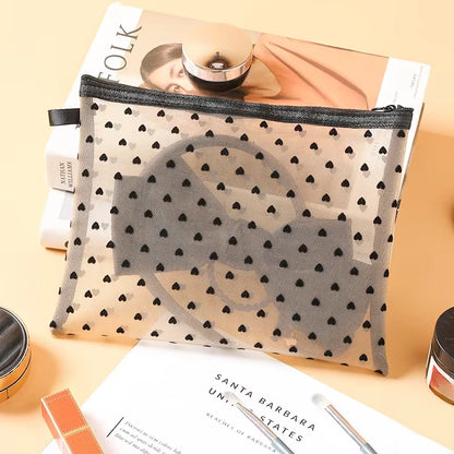 1Pcs Mesh Clear Cosmetic Bags Small Large Black Makeup Bag Portable Travel Toiletry Organizer Case Lipstick Storage Pouch