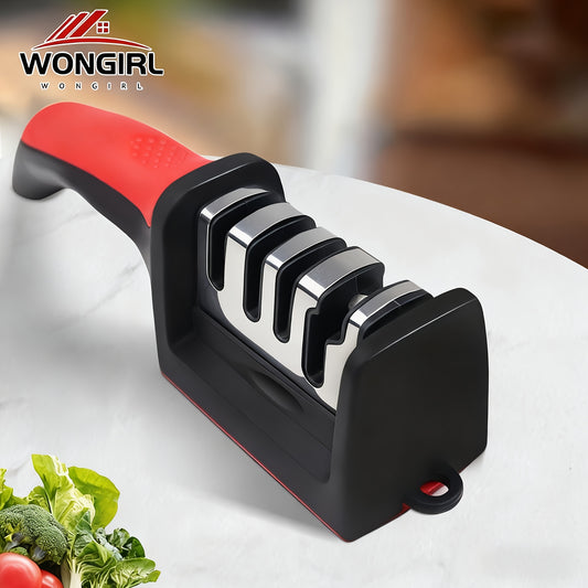 4-Stage Professional Knife Sharpener with Tungsten Diamond & Ceramic Sharpening Stones - Heavy-Duty Non-Slip Grip, Fast & Long-Lasting Performance Beauty Fashion